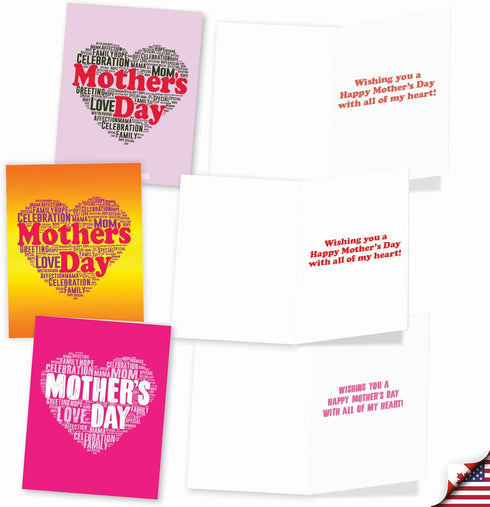 The Best Card Company - 20 Mother's Day Cards Bulk (4 x 5.12 Inch) - Loving Small Note Card Set