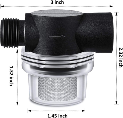 Water Pump Strainer Filter, RV Replacement 1/2 Inch Twist-On Strainer for WFCO or Shurflo Pumps
