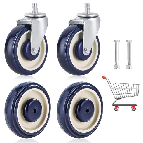NATGAI 4 Pack Shopping Cart Replacement Casters Kit, Shopping Cart Wheels 5"