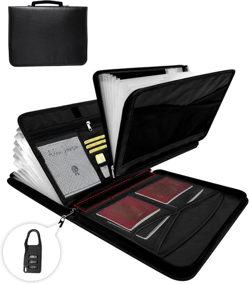 Fireproof Document Organizer Bag, a-z Accordion File Organizer 26 Pocket with Handle for Documents, Cash, Passport