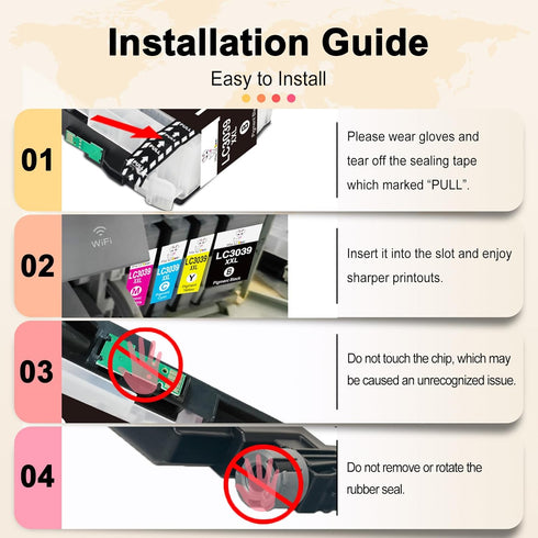 Miss Deer Compatible LC3037 Ink Cartridges, High-Yield Replacement for Brother LC 3037, 4 Packs