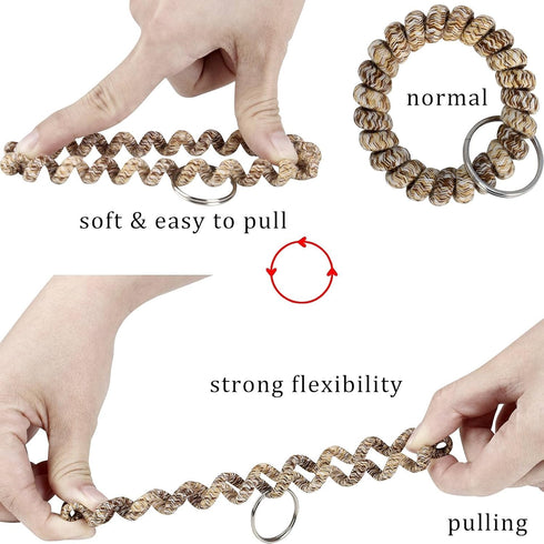 BIHRTC Pack of 6 Keychain Bracelet Key Holder Wristlet, Flexible Spiral Wrist Coil Key Chain