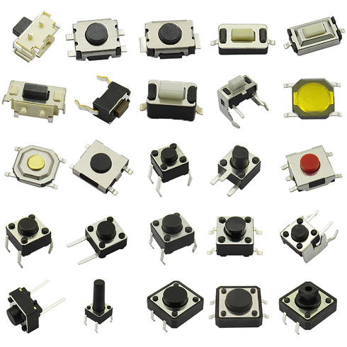 250pcs Tactile Push Button Switch SMD Micro Momentary Tact Switch Assortment Kit, 25 Values