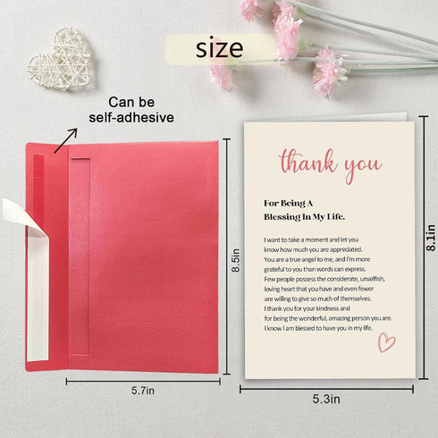 Qiavor Heartfelt Thank You Card for Friend Family Coworker, Poem Appreciation Card for Teacher Doctor Nurse