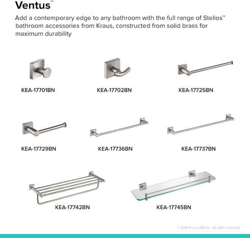 Kraus Ventus Bathroom Robe and Towel Hook - Brushed Nickel Finish, KEA-17701BN