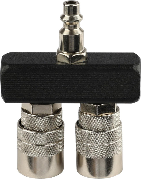 FORNAX 2-Way Straight Air Manifold Splitter with 2 Couplers and 1/4" NPT Male Plug