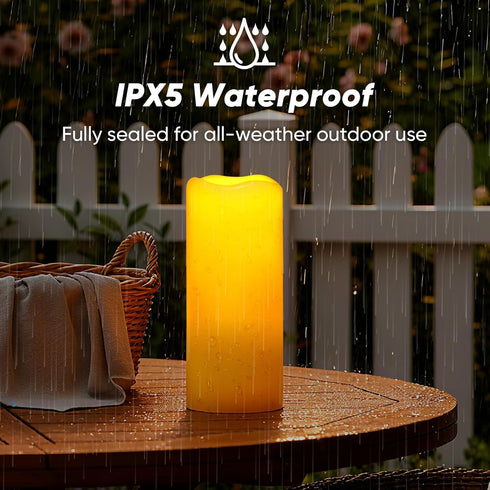 4"x10", Homemory Large Solar Candles Outdoor Waterproof, Dusk to Dawn, Solar Powered Flameless Candles for Outdoor