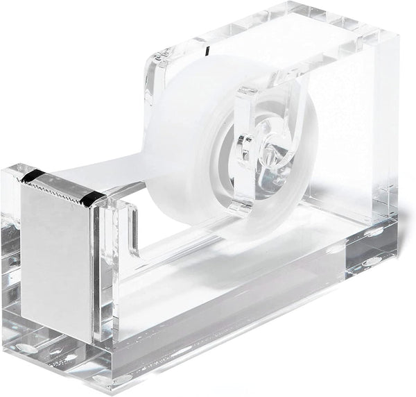 OfficeGoods Modern Acrylic Tape Dispenser - Non-Slip Rubber Holder, Perfect for Home, School or Office Desk, Holds Tape
