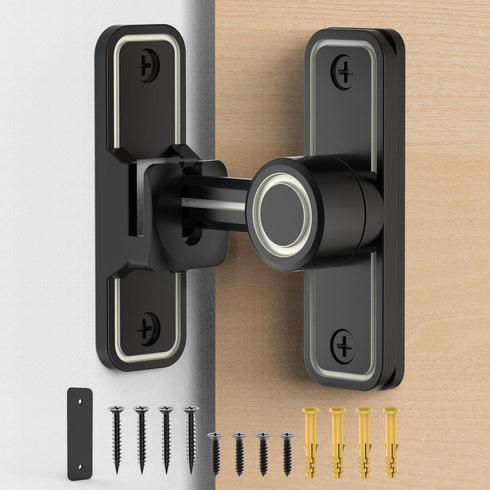 Sliding Barn Door Lock Hardware, 90 Degree Locks for Barn Doors, Flip Gate Latches for Outdoor and Garage Use