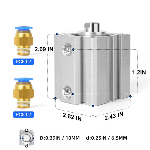 TAILONZ PNEUMATIC 50mm Bore 25mm Stroke Pneumatic Small Thin Cylinder Aluminum Pneumatic Air Cylinder SDA50-25