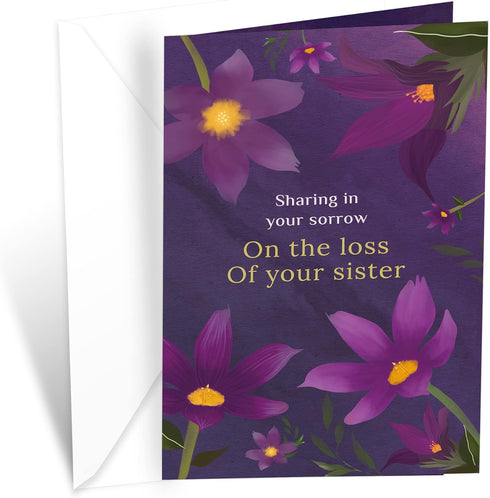 Prime Greetings Sympathy Card for Loss of Sister, Eco-Friendly Thick Card Stock with Premium Envelope, 5in x 7.75in