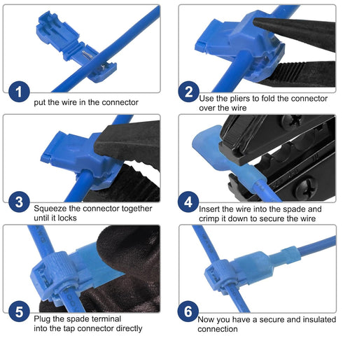 60 Pcs/30 (22-10 Pairs Quick Splice Wire Terminals T-Tap Self-Stripping Nylon Fully Insulated Male Quick Disconnects