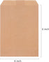 Quotidian Brown Flat Medium Greaseproof Kraft Paper Bags - 4" x 6" (Pack of 100) for Bakery Cookies, Candies, Dessert