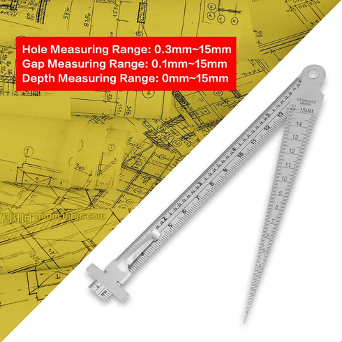 Taper Gap Gauge, TOPINCN Stainless Steel Depth Ruler Hole Inspection Tool for Dimensional Measurement