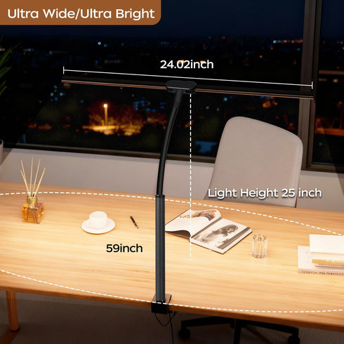 fuaoddda 10 5 LED Desk Lamp with Clamp, Double Head Adjustable Architect Light, Eye-Caring Monitor Desk Lamp for Home