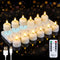 Rechargeable LED Set of 12 Tea Light Remote Candles with Charging Station,