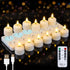 Rechargeable LED Set of 12 Tea Light Remote Candles with Charging Station,