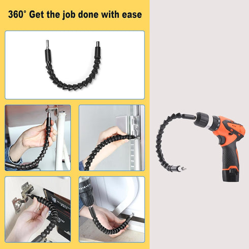 Super Bit Screwdriver Flexible, Drill Bit Extension, Bendable Tool for All Electric Hand Drills (2 Piece)