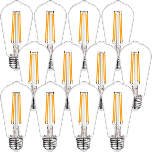 BORT ST58/ST19 Vintage LED Edison Bulbs, Warm White 2700K, Dimmable 6W Edison Light Bulbs, 60W Equivalent, 700LM, E26