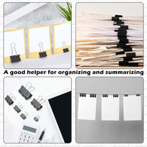 Yexiya 1000 Pcs Binder Clips Bulk, Assorted Sizes Black Paper Clips for School Teachers and Office Supplies