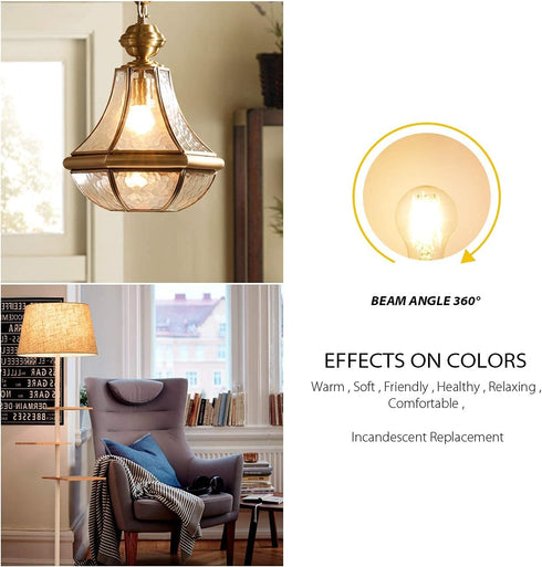 LVWIT A19 LED Vintage LED Filament Bulb E26 Base Dimmable 7W (60W Equivalent) 2700K Warm White 800 Lumens Omnidirectional, UL-Listed, Pack of 6 by LVWIT