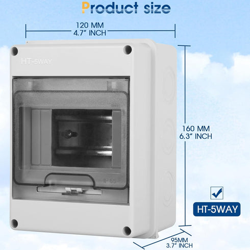Waterproof Distribution Protection Box, ABS Plastic Breaker Electrical Box with Transparent Cover IP65