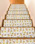 LBCASA Stair Treads Non Slip Indoor for Wooden Steps, Yellow Flowers 4 Pcs