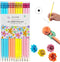 Fun Pencils - Flower Shaped Shavings, Novelty, Cool - Triangular Pencils for Kids, Cute with Erasers, 12 Pack