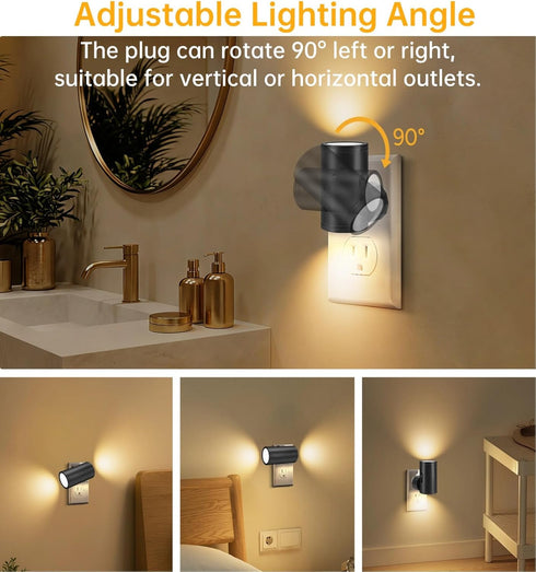 Sensor,5-300LM 3000K,Dimmable 2 Pack TSEXES LED Night Lights Plug into Wall, Dusk to Dawn Adjustable Brightness, Soft