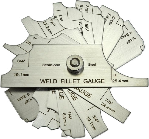 RIVERWELD 7 Piece Fillet Weld Set Gage MG-11, Welding Inspection Test Ulnar Metric & Inch with Markings