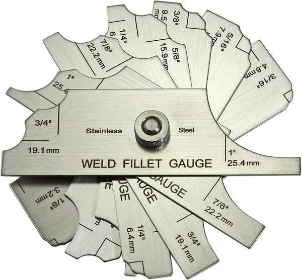 RIVERWELD 7 Piece Fillet Weld Set Gage MG-11, Welding Inspection Test Ulnar Metric & Inch with Markings