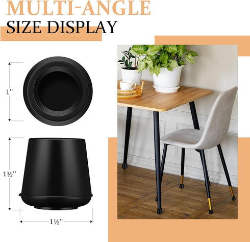 1" 12 Pack) VOCOMO Round Rubber Chair Leg Tips Caps, Chair Leg Floor Protectors Furniture Legs Caps Non Slip Reduce