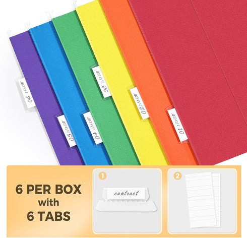 SUNEE Hanging File Folders, 6 Pack Letter Size with 1/5-Cut Tabs for Home and Office Organization