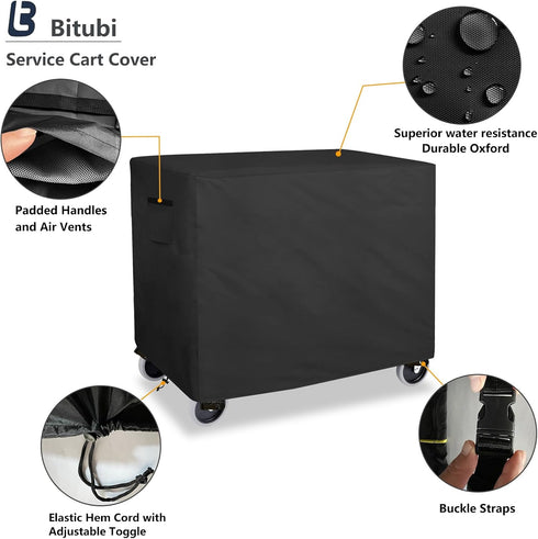 500-Pound 35''L 18.5''W 31''H(Black) Bitubi Service Cart Cover for Capacity Service Utility Cart,Heavy Duty Waterproof