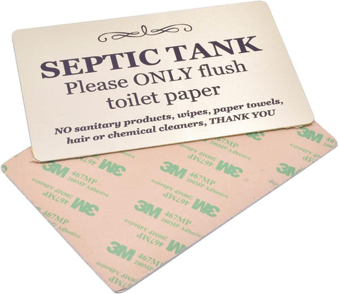 Septic Tank Sign - Aluminium Composite with Adhesive, Notice Plaque for Toilets, Bathrooms, W.C