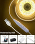 16.4FT/5M 1600Leds 8mm Dimmable CRI85+ 3000K Aclorol COB LED Strip Lights USB Powered Warm White Width COB Tape Light