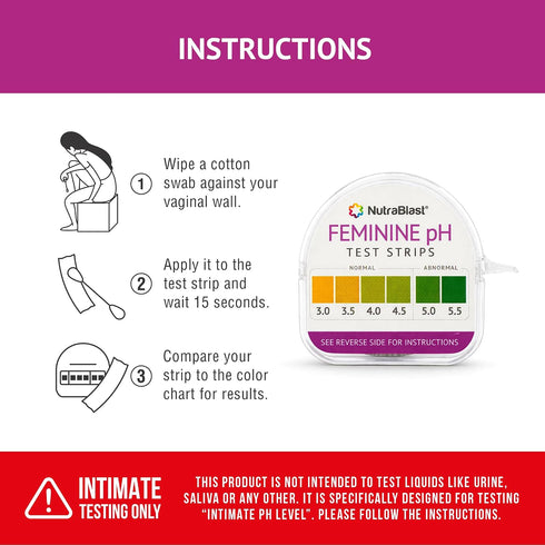 3.0-5.5 (100 NutraBlast Feminine pH Test Strips | Monitor Intimate Health | Easy to Use & Accurate Womens Acidity