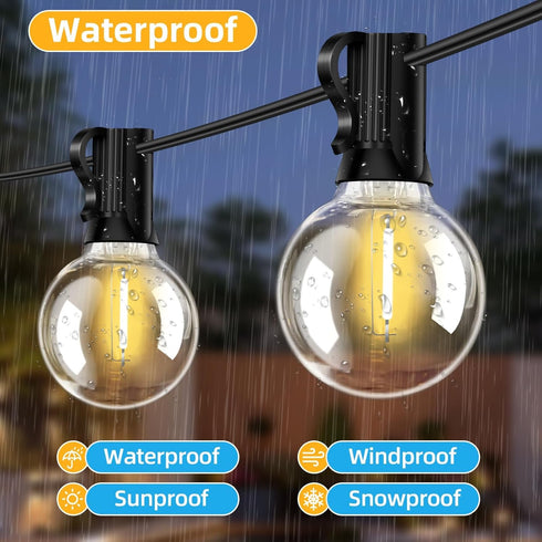Hobbynors 25FT G40 12+1 Bulbs, E12 2700K Commercial LED Outdoor String Lights with Socket, Warm White, Grade