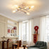 4-Light E26 Industrial Semi Flush Mount Ceiling Light Fixture, Modern White Gold Chandelier Lighting, Farmhouse Sputnik