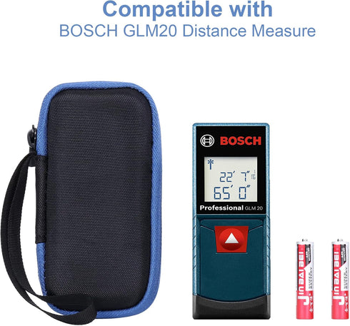 co2CREA Hard Case for Bosch GLM 20 Compact Blaze 65' Distance Measure (Black Case + Inside Blue + Blue Zipper)