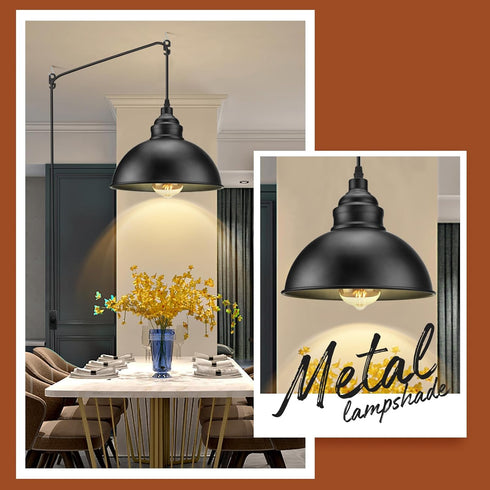 SoodMi 15FT Plug in Pendant Light, Hanging Lights with Plug in Cord, On/Off Switch, Industrial Pendant Light with Plug