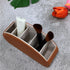 Remote Control Holder Organizer, Leather Storage with 5 Spacious Compartments for TV Remotes - Brown