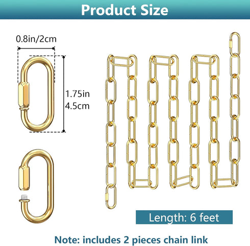 2 3 4 garini Pcs Feet Gold Light Fixture Chain, Metal Pendant Chandelier Chain, with Peice Detachable Link