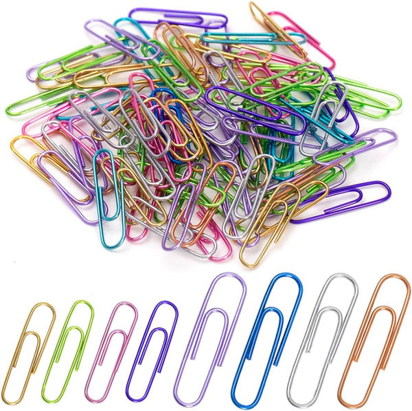 Paper Clips - 200pcs Jumbo and Medium (2 inch & 1.3 inch) Colored Paper Clips for Organizing