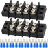 Terminal Block 2 Pack - 4 Circuits 20-30A 200v-450v Dual Row Screw Terminals + 16 PCS Heat Shrink Connectors