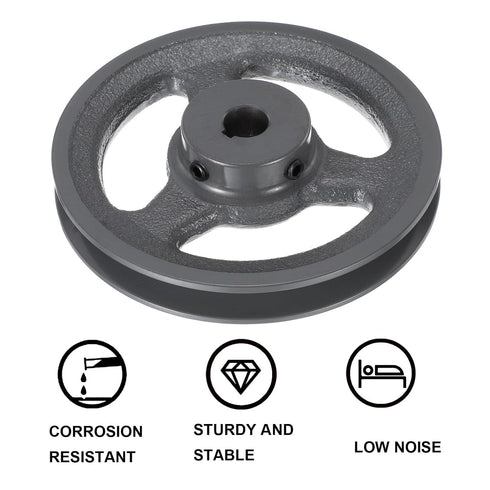 uxcell AK56-5/8 V-Belt Sheave, 5/8" Bore 5.45" OD Single Groove Cast Iron Sheave for 4L or A Belt