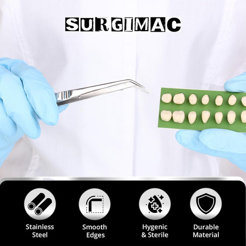 15.2cm SURGIMAC Dental Cotton Tweezers Serrated Angled Tips Medical Tweezers Stainless Steel Tweezers Long Surgical