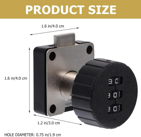 3-Digit Levemolo Combination Cabinet Lock Password File Drawer Lock for Home Office Security Black Round Face for Desk