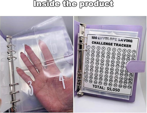 CHNLML 100 $5,050, Envelope Savings Binder, Easy and Fun Way to Save Pink