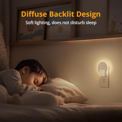 1-50 Dimmable 4 Pack Lyridz Plug in LED Backlit Night Light with Auto Dusk to Dawn Sensor, LM Warm White Nightlight